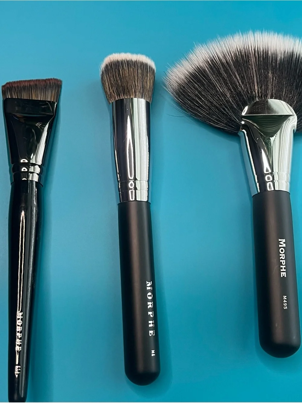 Morphe M495 Duo Fan+M6 Flat Buffer+E16 Contour Vegan Brushes New, Never Used